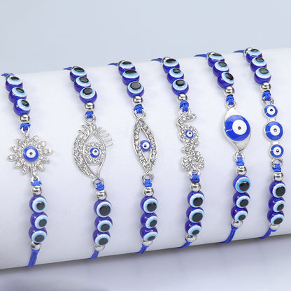 Evil Eye Bracelet with Blue Eye Fish Beads - Adjustable Protective Charm Bracelet - STAR8S