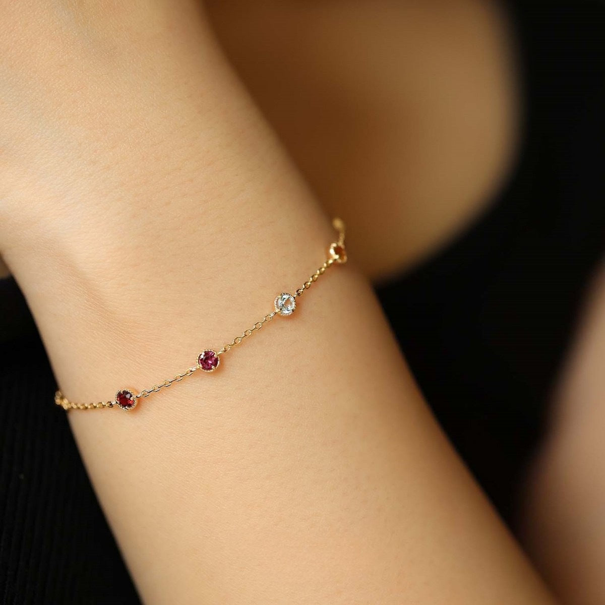 rainbow zircon bracelet | 925 sterling silver with 18k gold plating | elegant & colorful jewelry for women - star8s