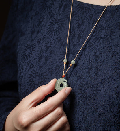 Natural Hetian Jade Necklace Pendant for Men and Women - Adjustable, Unisex Jewelry Pendant