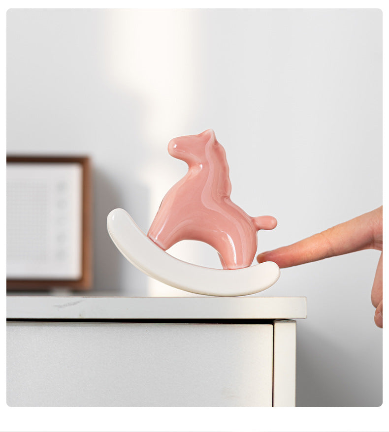 Chinese Zodiac Horse Ceramic Tea Pet - Handcrafted Rocking Horse Tea Decoration for Tea Tables & Home Décor - STAR8S