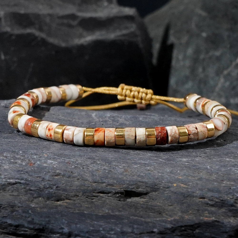 adjustable men's bracelet - natural stone 4mm beads with turquoise & tiger's eye | stylish & durable handmade friendship bracelets