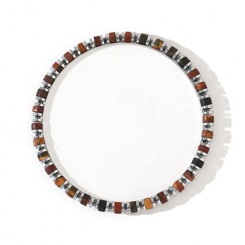 boho color-block natural stone bracelet – men’s imperial stone stretch boho bracelet - star8s