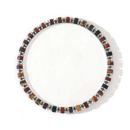 Boho Color-Block Natural Stone Bracelet – Men’s Imperial Stone Stretch Boho Bracelet - STAR8S