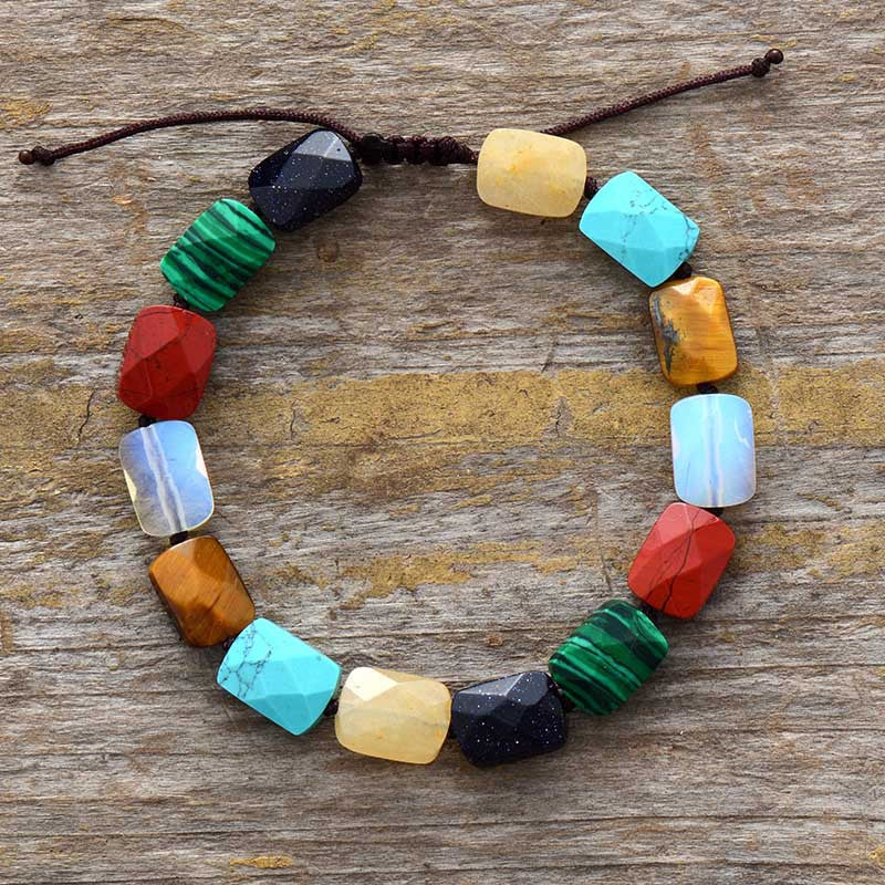 Color Gem Braided Bracelet – Handmade 7-Color Natural Stone Beaded Adjustable Couple Bracelet | Unisex Boho Jewelry - STAR8S