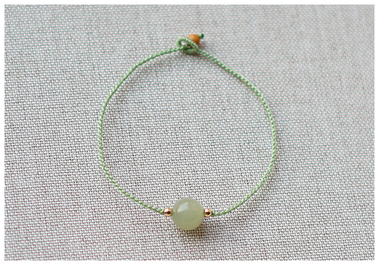 natural clear water gradient hetian jade handwoven braided anklet bracelet – elegant & simple jewelry
