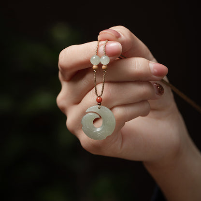 Natural Hetian Jade Necklace Pendant for Men and Women - Adjustable, Unisex Jewelry Pendant