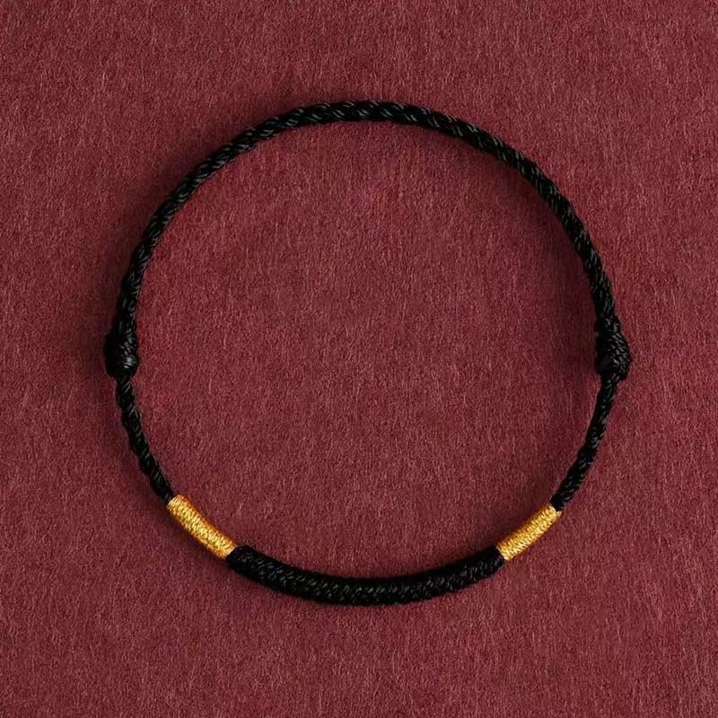 red string bracelet & anklet with gold knot | handmade simple circle for good luck & safety