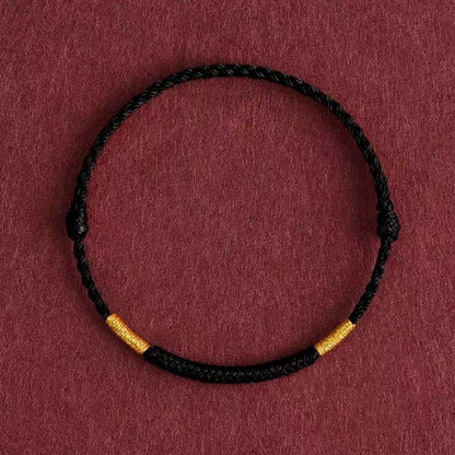 Red String Bracelet & Anklet with Gold Knot | Handmade Simple Circle for Good Luck & Safety