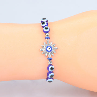 Evil Eye Bracelet with Blue Eye Fish Beads - Adjustable Protective Charm Bracelet - STAR8S