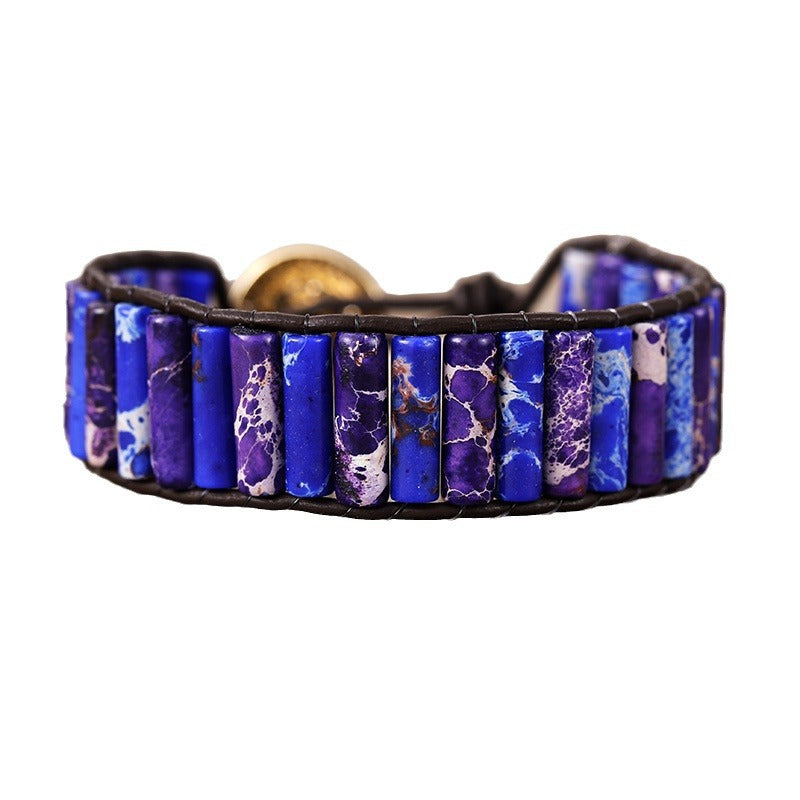 Imperial Jasper Braided Boho Bracelet – Natural Malachite Leather Wrap Bracelet for Women - STAR8S