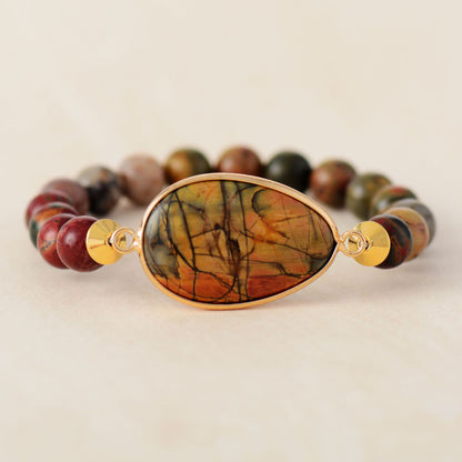 Classic 7-Color Imperial Jasper Beaded Bracelet — Handmade Stretch Wristband - STAR8S