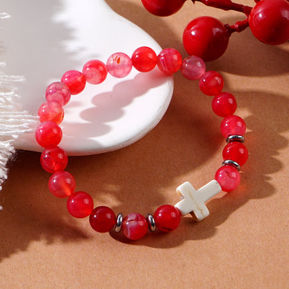 Cross Beaded Bracelets - Faith-Inspired Jewelry with Lava Rock, Turquoise, Tiger's Eye & More | Stylish & Spiritual Handcrafted Accessories