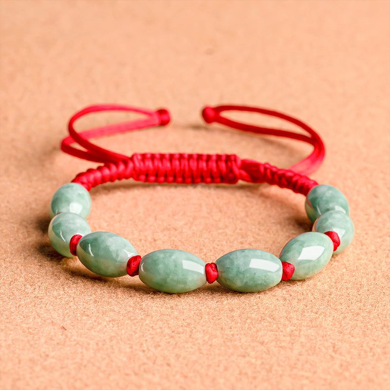 natural jade bracelet - handmade adjustable string bracelet for men & women, good luck bracelet