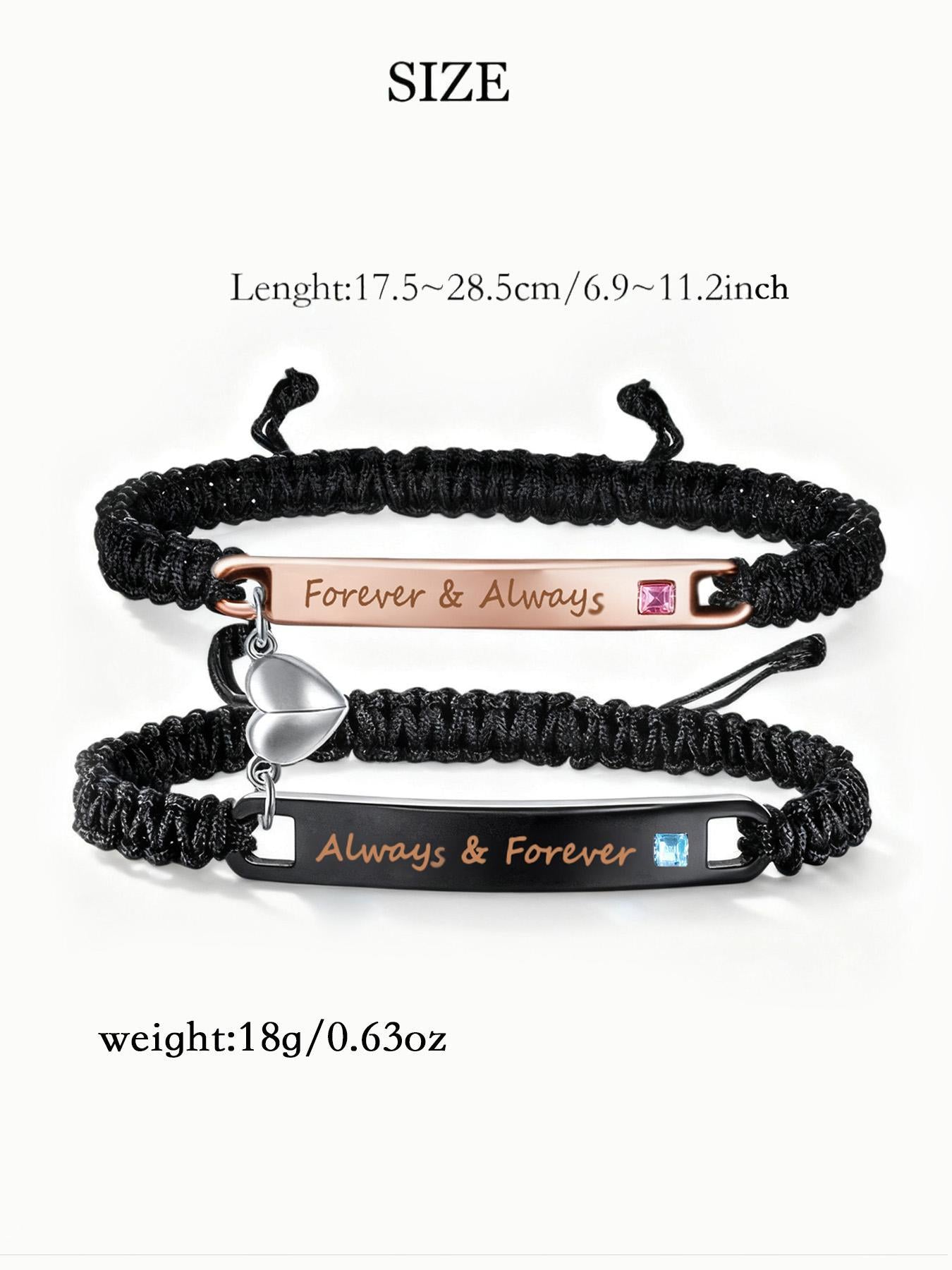 Magnetic Couple Bracelet Set – Handwoven Adjustable Rope, Matching His & Hers - STAR8S