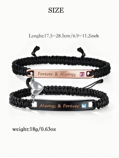 Magnetic Couple Bracelet Set – Handwoven Adjustable Rope, Matching His & Hers - STAR8S