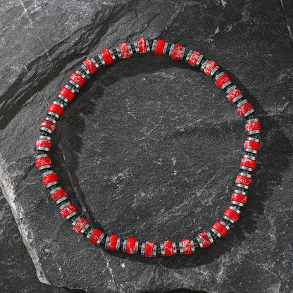 Boho Color-Block Natural Stone Bracelet – Men’s Imperial Stone Stretch Boho Bracelet - STAR8S