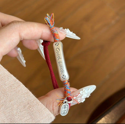 Handmade Red String Bracelet for Women Good Luck Kabbalah Protection Amulet Neo-Chinese Style Braided Cord Charm Bracelet Adjustable Friendship Jewelry Gift