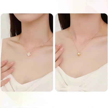 4-in-1 Convertible Lucky Four Leaf Clover Necklace for Women Gold Plated Lucky Crystal Pendant Dainty Choker Adjustable Link Chain Valentine Day Jewelry Gift For Her