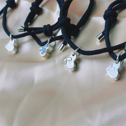 4Pcs Magnetic Friendship Bracelets for 4 Best Friends Matching Interlocking Heart Charm Braided Rope Adjustable Cord Set Family Sibling Long Distance Relationship Gift 20g