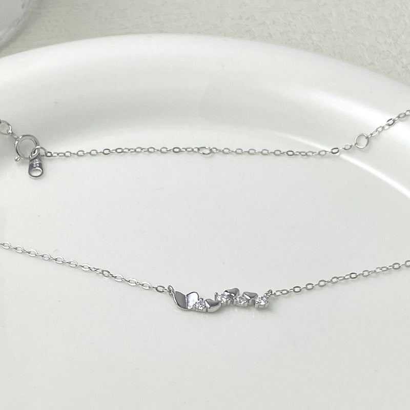 925 sterling silver 14k gold plated heart necklace with zircon diamond pendants