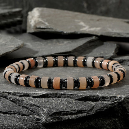 Men's Tiger Eye & Black Agate Natural Stone Beaded Bracelet – Simple Vintage Wristband - STAR8S