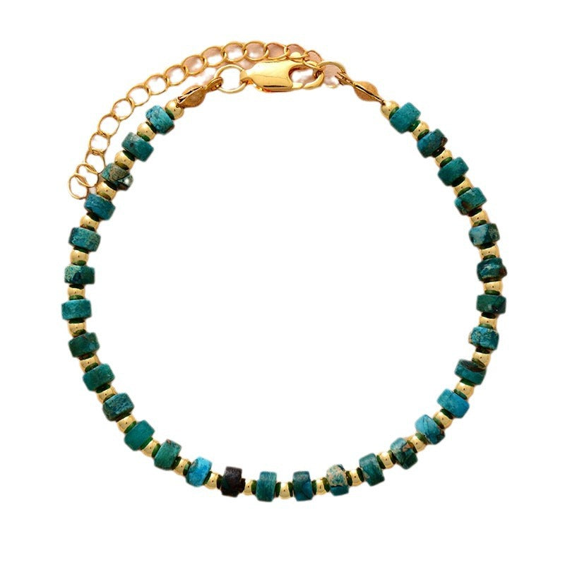 Turquoise Adjustable Beaded Bracelet – Handmade Natural Stone Unisex Bracelet - STAR8S