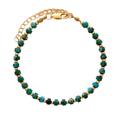 Turquoise Adjustable Beaded Bracelet – Handmade Natural Stone Unisex Bracelet - STAR8S