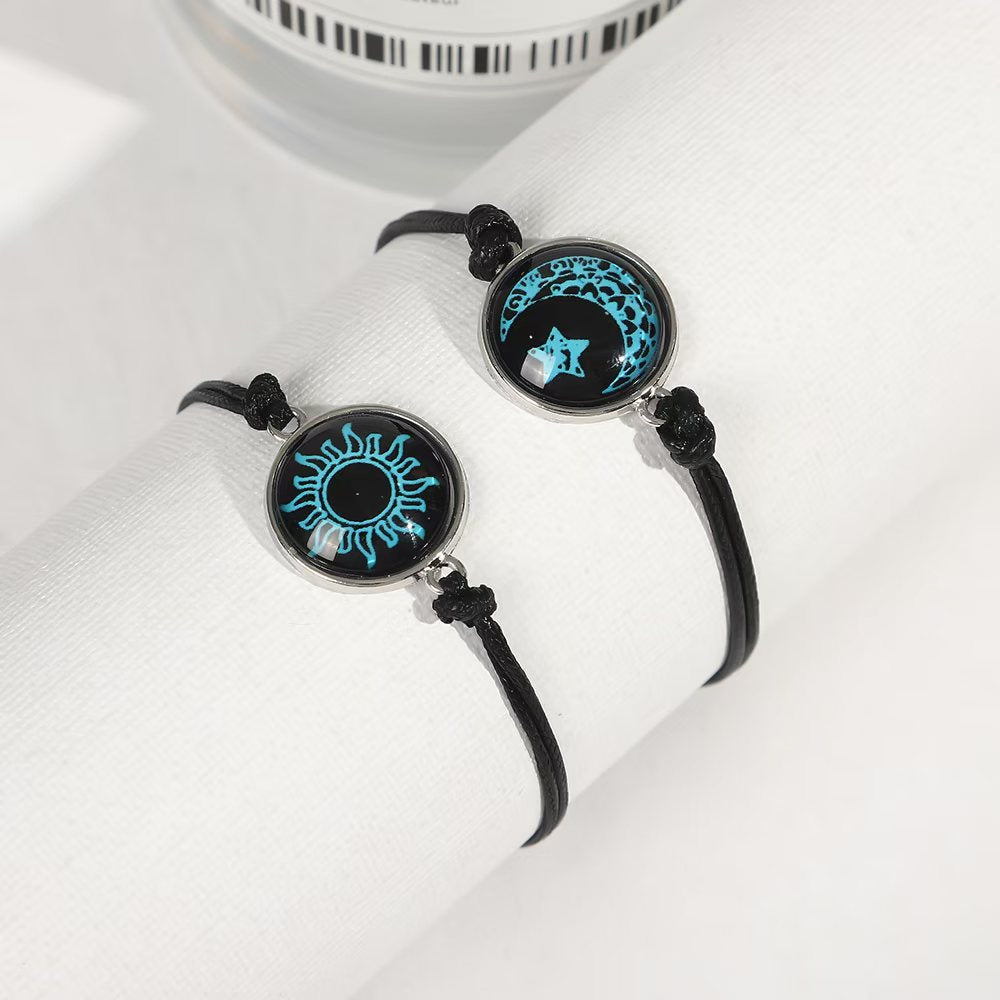 luminous couple bracelets - fashion yin-yang handcrafted corded bracelets, perfect valentine’s day gift - star8s