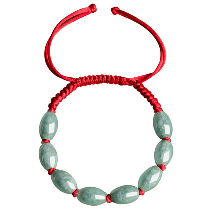 Natural Jade Bracelet - Handmade Adjustable String Bracelet for Men & Women, Good Luck Bracelet