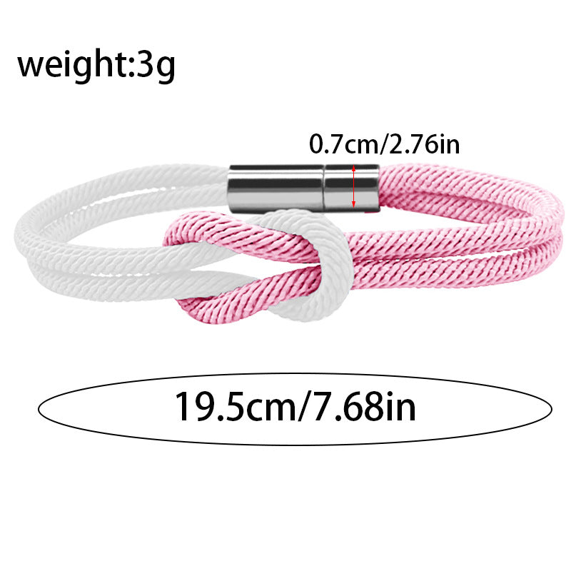 8 braided bracelet - black & white milan rope adjustable couples bracelet - perfect valentine's gift for him & her - star8s