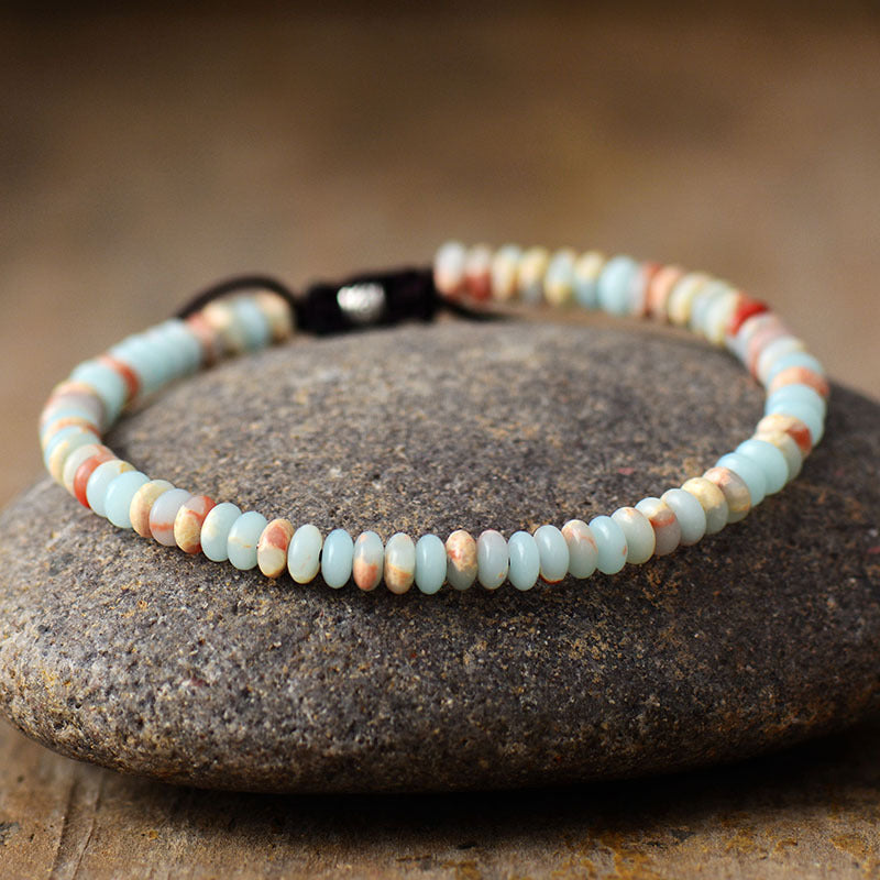 stone adjustable braided bracelet - stylish unisex turquoise, malachite, and white turquoise handcrafted jewelry - star8s