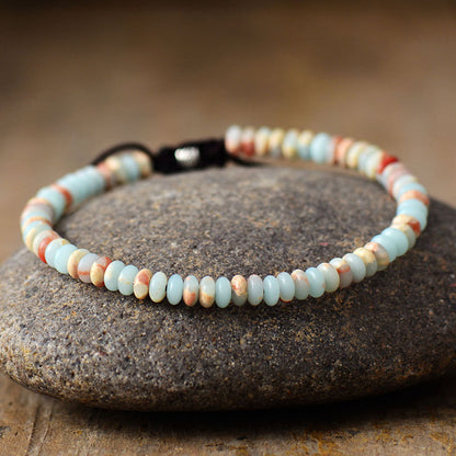 Stone Adjustable Braided Bracelet - Stylish Unisex Turquoise, Malachite, and White Turquoise Handcrafted Jewelry - STAR8S