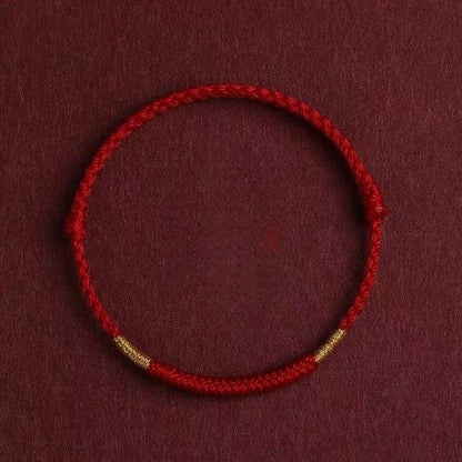 Red String Bracelet & Anklet with Gold Knot | Handmade Simple Circle for Good Luck & Safety