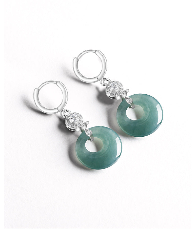 s925 silver natural jadeite jade ring blue water earrings – fashion women’s
