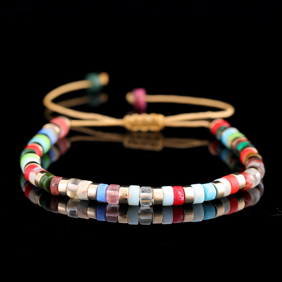 adjustable men's bracelet - natural stone 4mm beads with turquoise & tiger's eye | stylish & durable handmade friendship bracelets