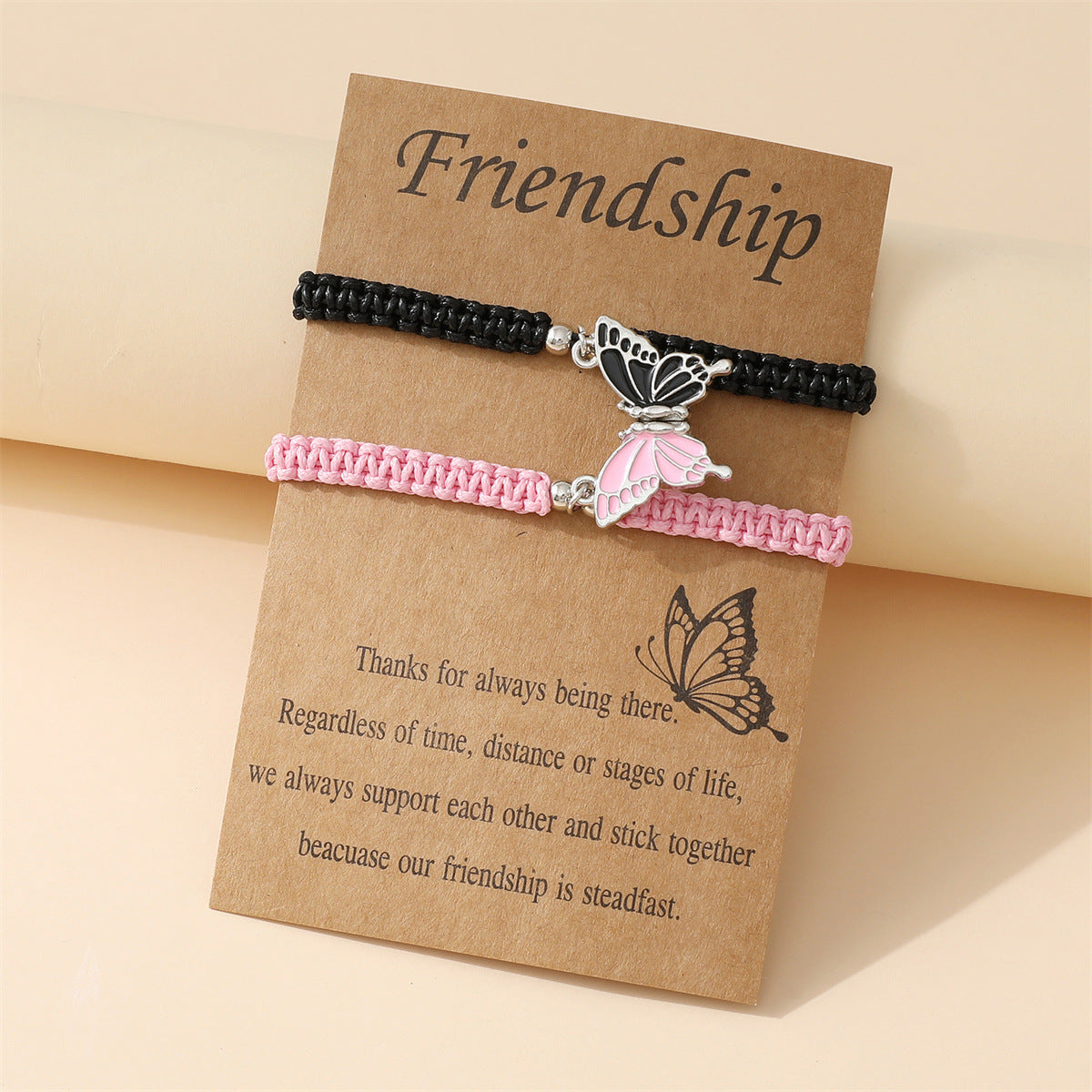 magnetic butterfly couple bracelets for boyfriend and girlfriend pink black matching friendship bracelets long distance relationship bff gift set 2pcs