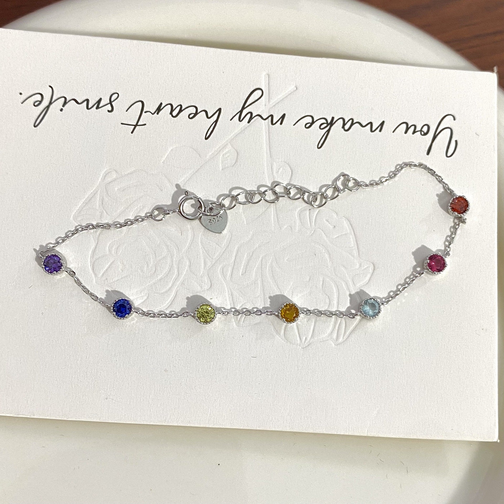 Rainbow Zircon Bracelet | 925 Sterling Silver with 18K Gold Plating | Elegant & Colorful Jewelry for Women - STAR8S