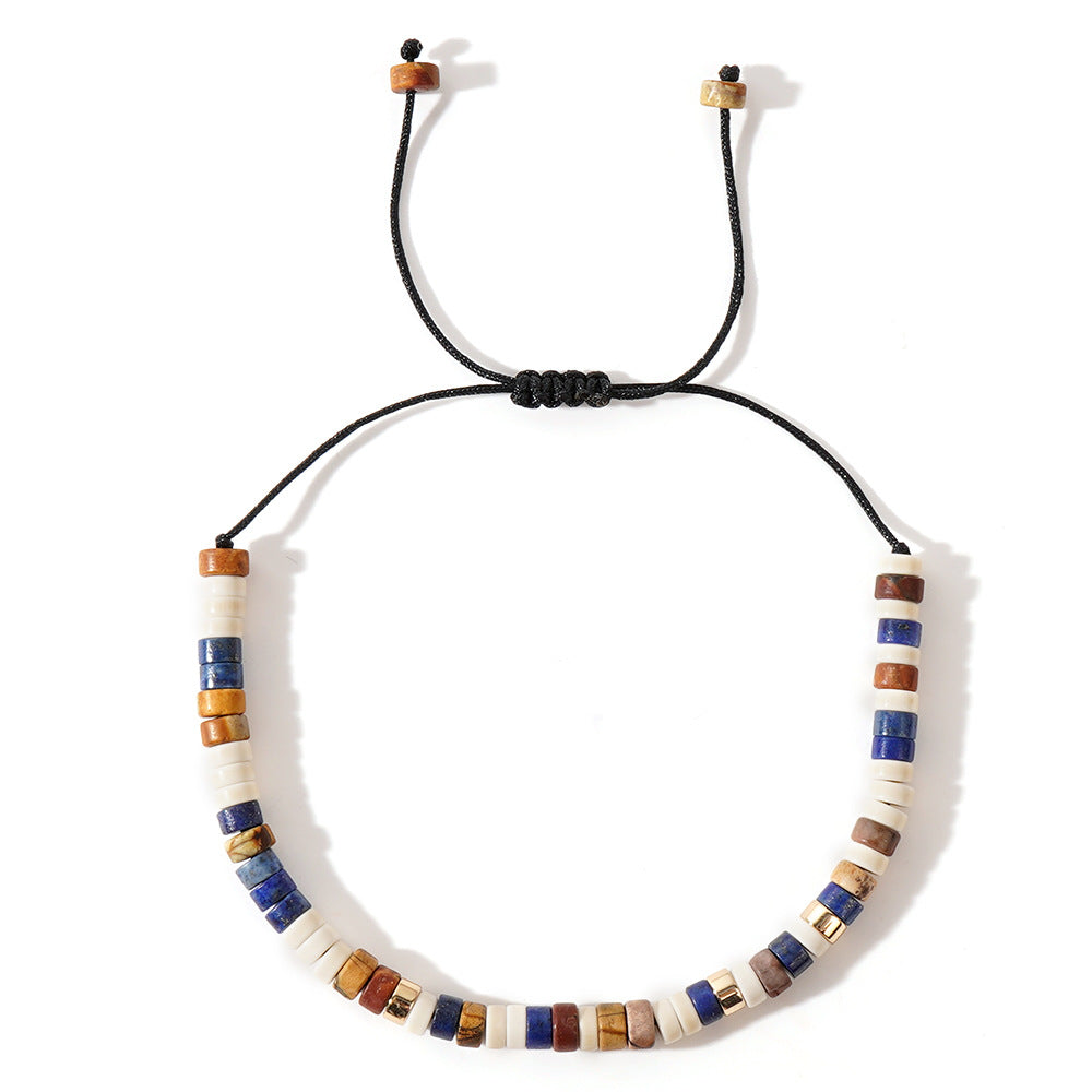 Natural Stone Boho Men Bracelet – Adjustable Unisex Woven Beaded Bracelet - STAR8S