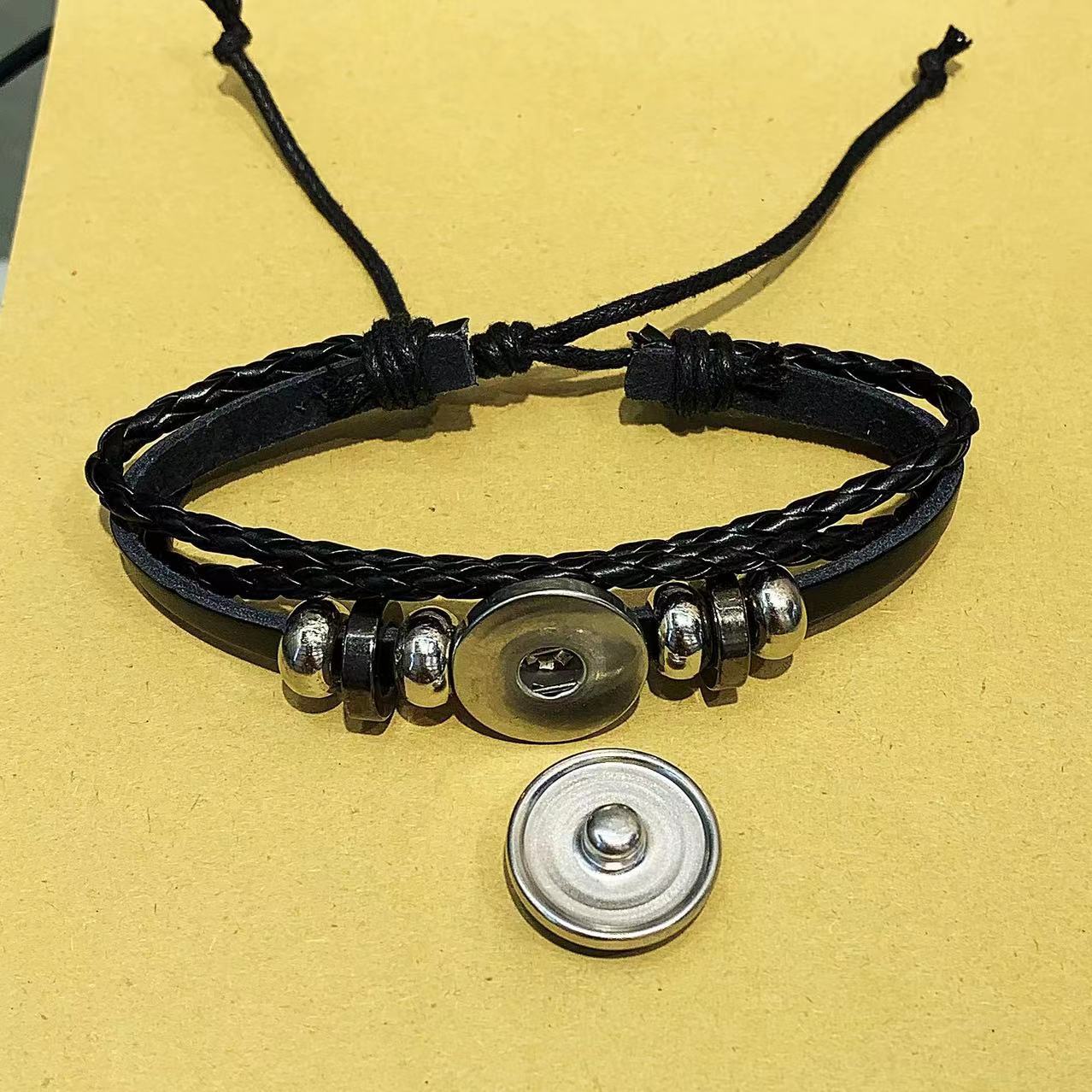 Zodiac Signs Leather Bracelet - Luminous Design, Vintage Style, Unisex Adjustable Bracelet for Couples - STAR8S