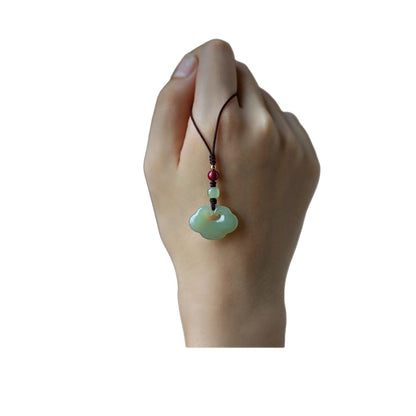 Hetian Jade Peace Lock Keychain - Natural White Jade Phone Pendant, Good Luck Charm, Handcrafted Jewelry