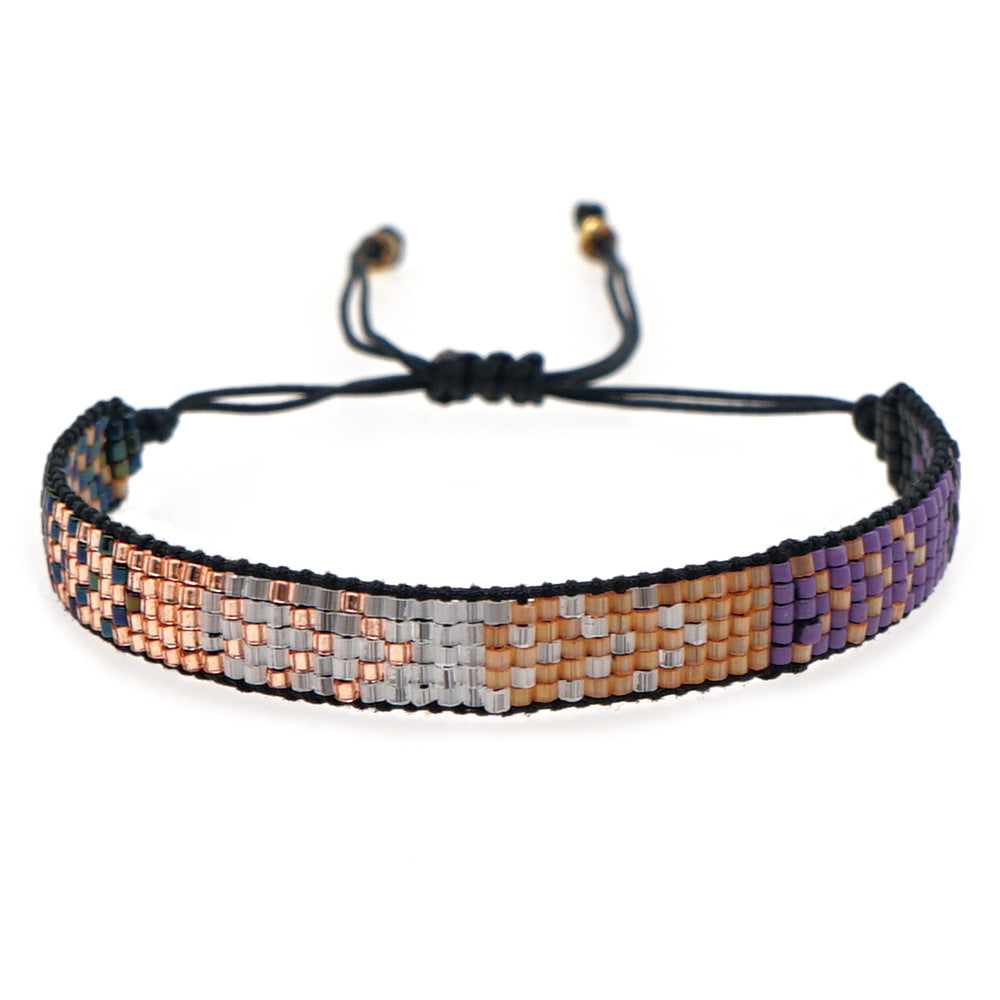 colorful heart boho friendship bracelets — handmade woven seed bead bracelet, adjustable, gift-ready