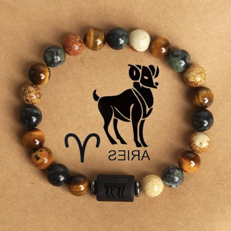 12 the zodiac signs natural stone beaded bracelet - tiger eye - star8s