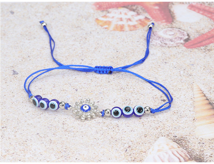 Evil Eye Bracelet with Blue Eye Fish Beads - Adjustable Protective Charm Bracelet - STAR8S