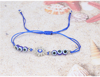 Evil Eye Bracelet with Blue Eye Fish Beads - Adjustable Protective Charm Bracelet - STAR8S