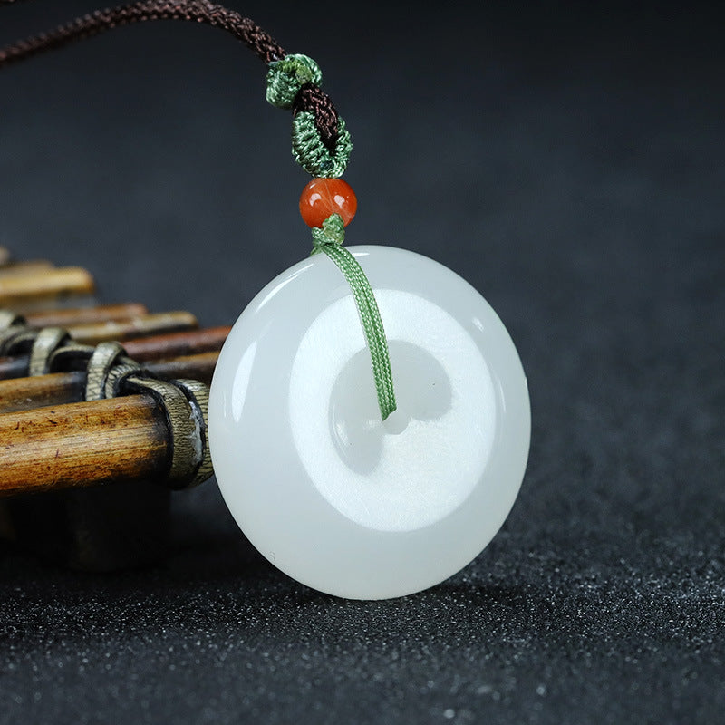 natural hetian jade white peace pendant | classic ping an kou jade necklace 🧧💎 | jade amulet for protection & prosperity