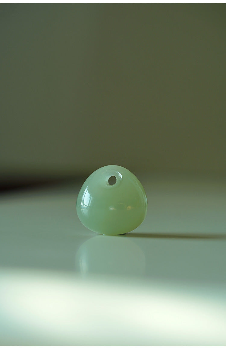 natural hetian jade green pendant - green jade lock pendant for bags lucky & minimalist