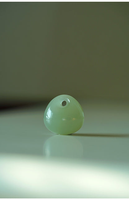 Natural Hetian Jade Green Pendant - Green Jade Lock Pendant for Bags Lucky & Minimalist