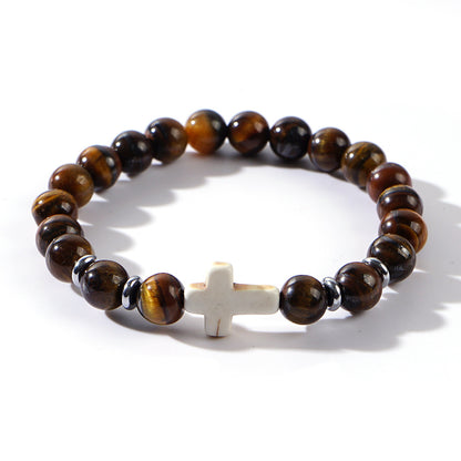 Cross Beaded Bracelets - Faith-Inspired Jewelry with Lava Rock, Turquoise, Tiger's Eye & More | Stylish & Spiritual Handcrafted Accessories