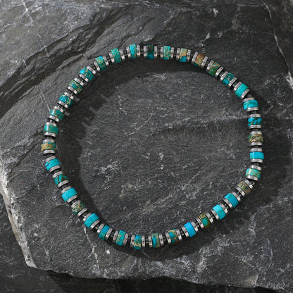 Boho Color-Block Natural Stone Bracelet – Men’s Imperial Stone Stretch Boho Bracelet - STAR8S