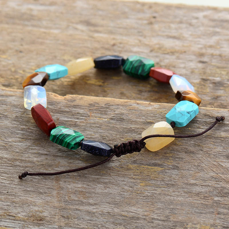 Color Gem Braided Bracelet – Handmade 7-Color Natural Stone Beaded Adjustable Couple Bracelet | Unisex Boho Jewelry - STAR8S